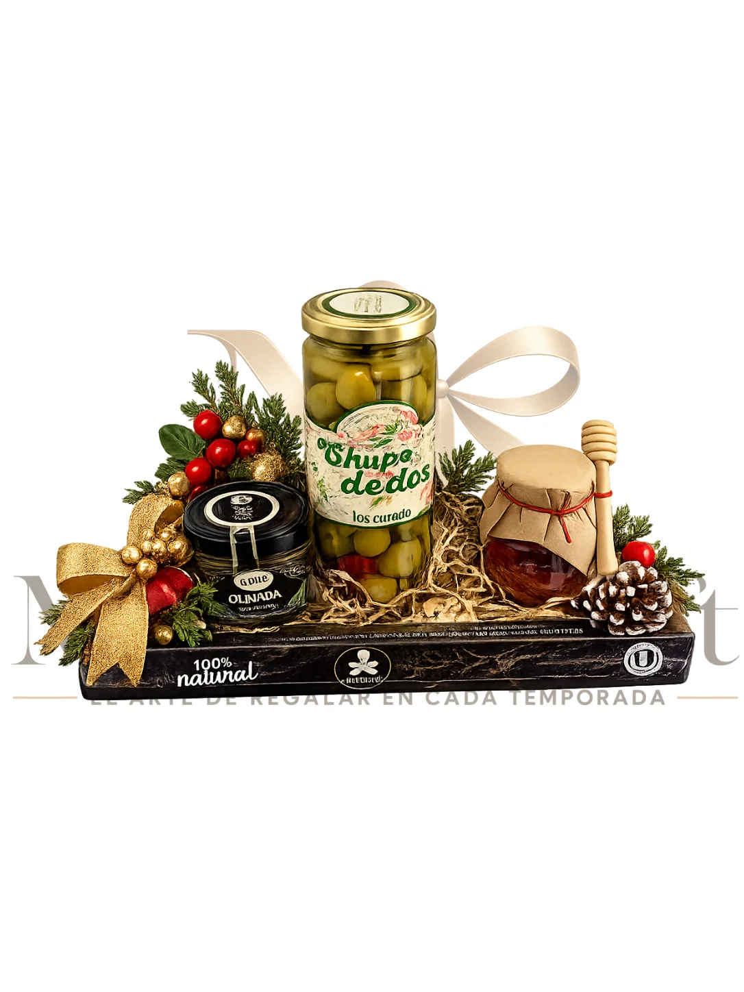 Mesa de Navidad con paté, aceitunas, miel e higos