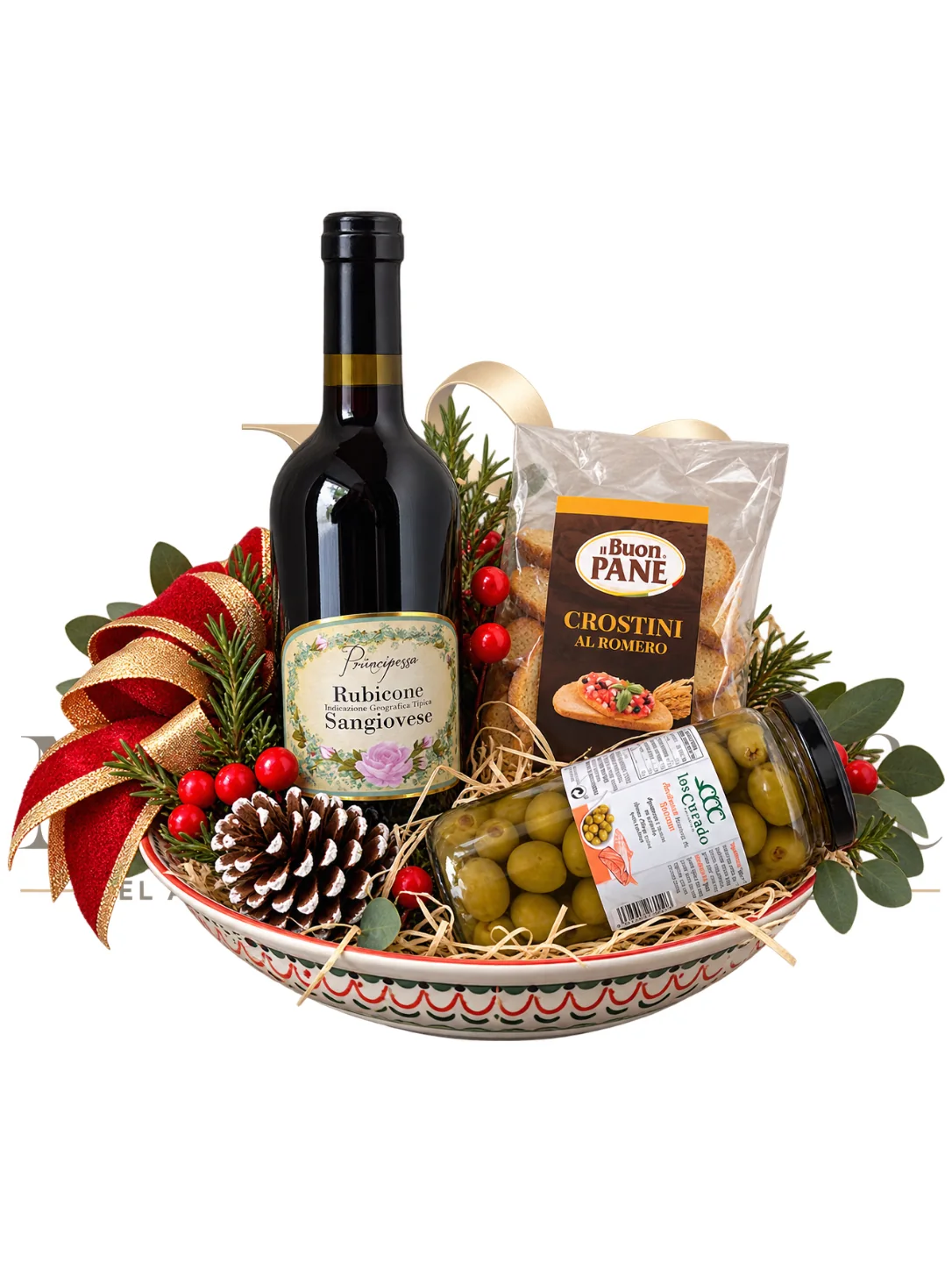 Encanto de Diciembre con vino tinto, aceitunas y crostini